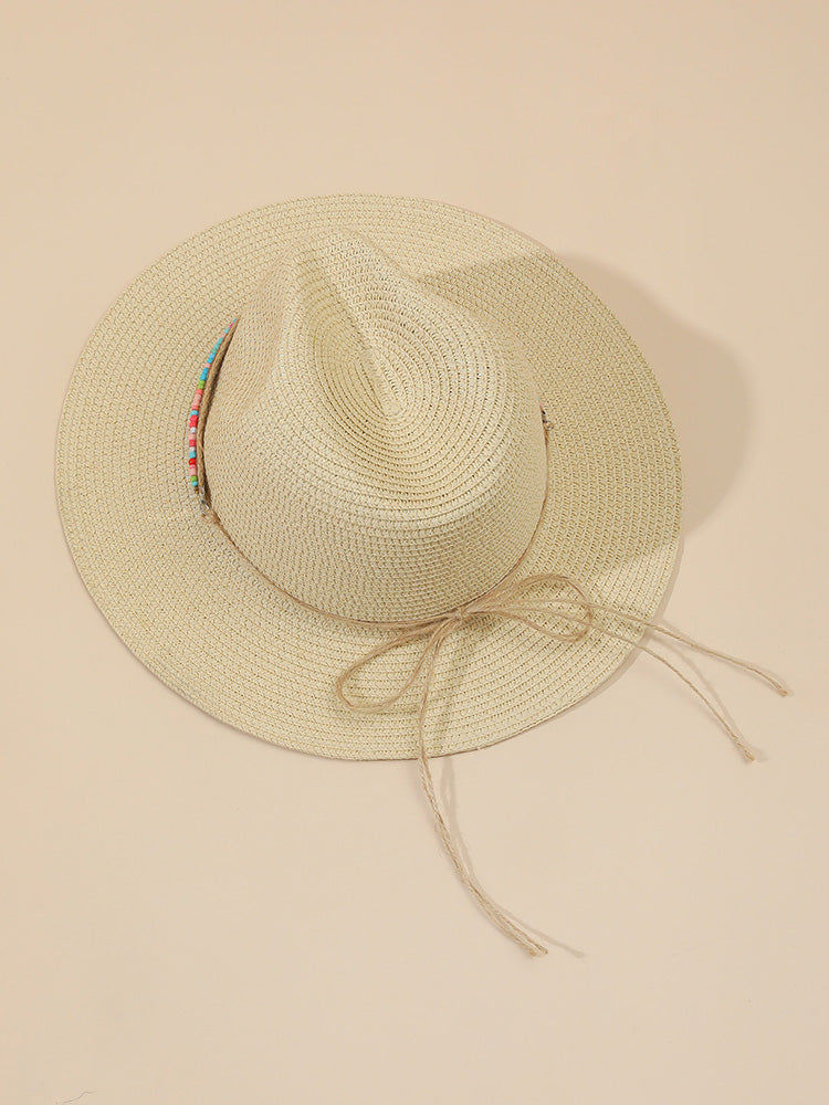 כובע קש טבעי עם שרשרת אינדיאנה