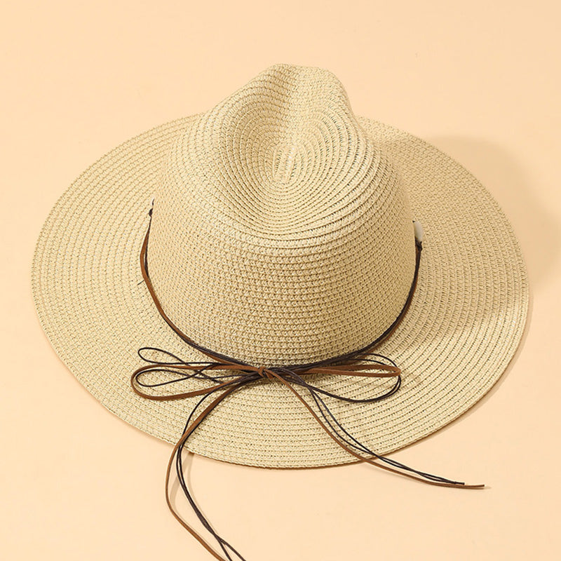 כובע פנמה עם סרט צדפות ואבני טורקיז
